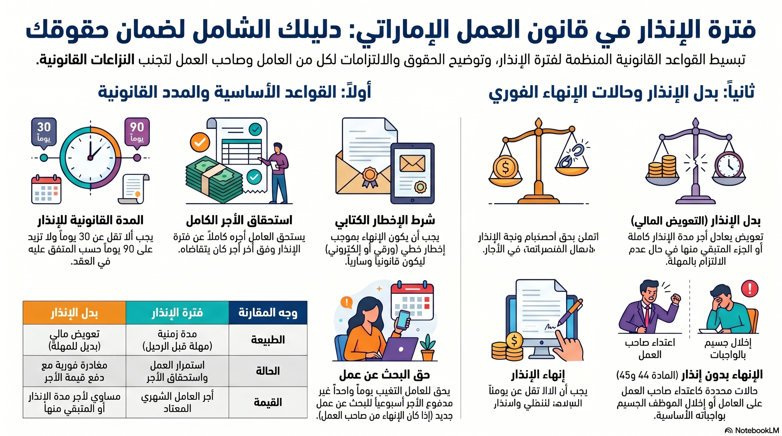 دليل فترة الإنذار بقانون العمل