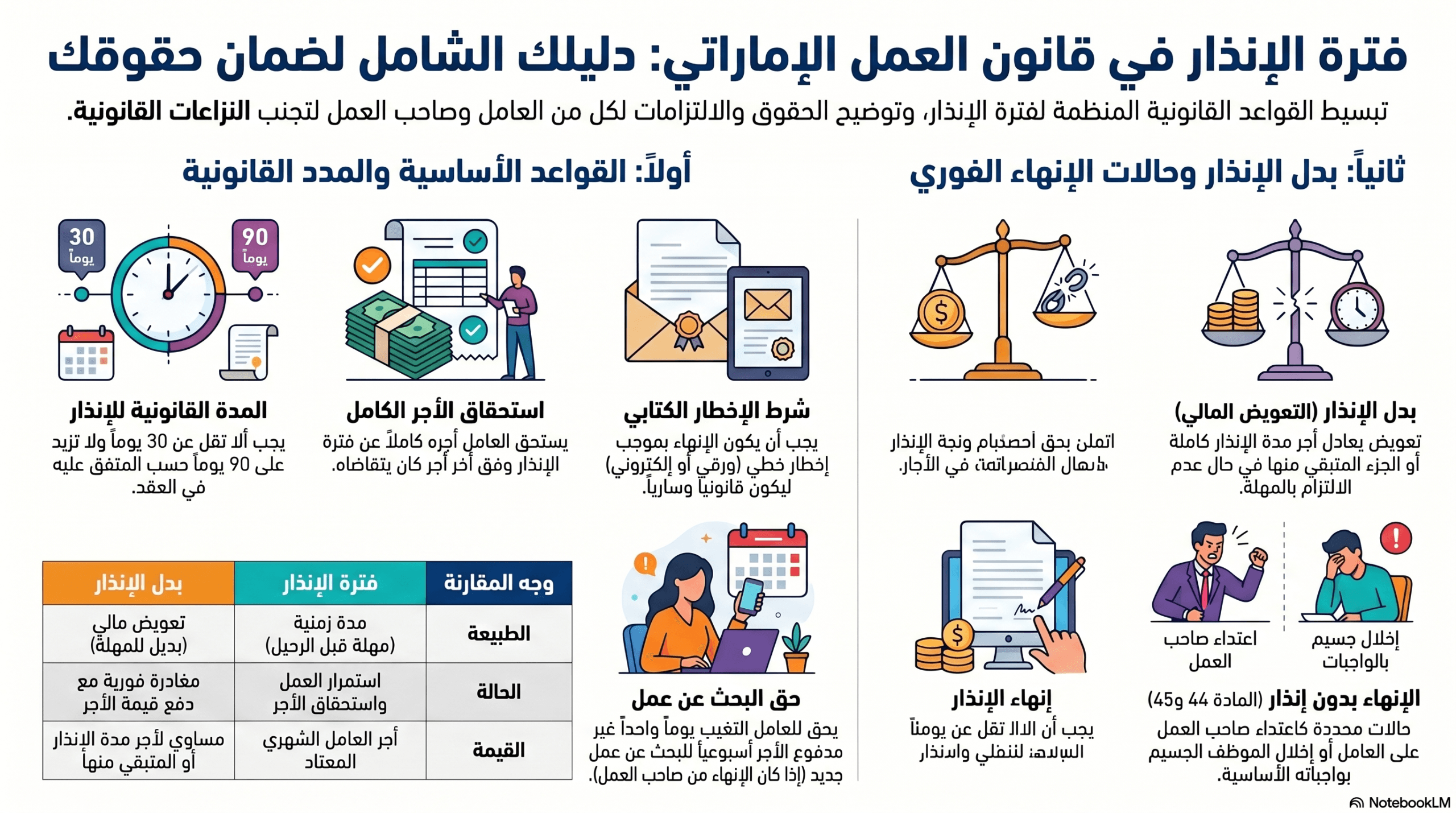 دليل فترة الإنذار بقانون العمل